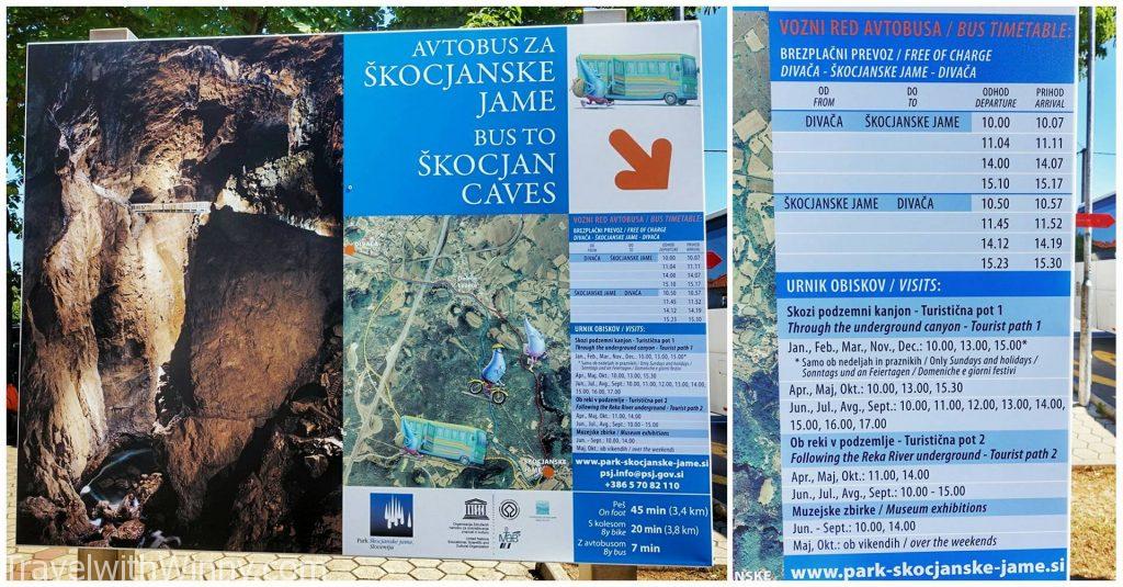 Skocjan Caves bus timetable