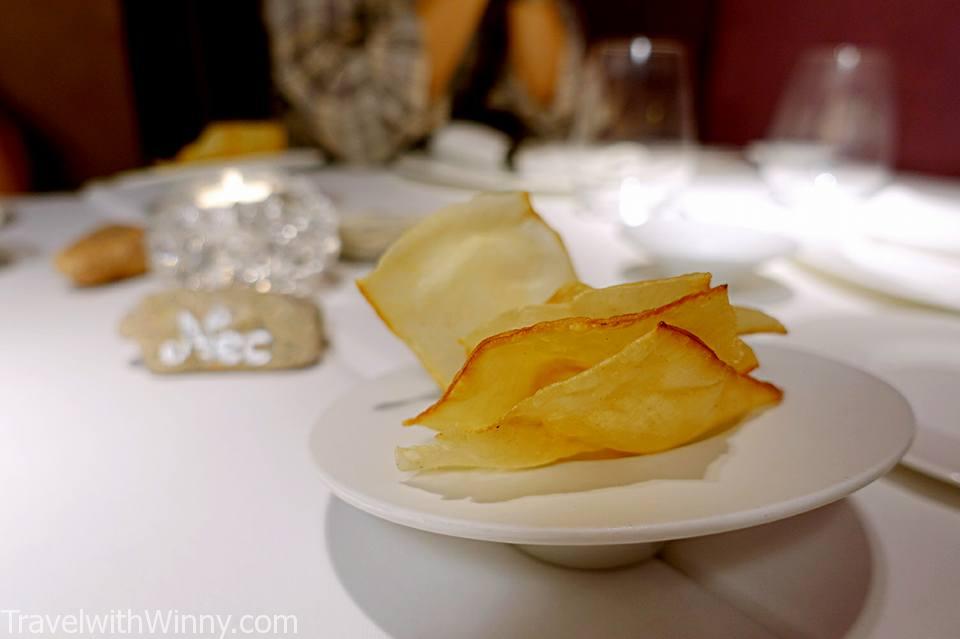 potato chip 洋芋片 Nectari Restaurant, Barcelona Michelin 