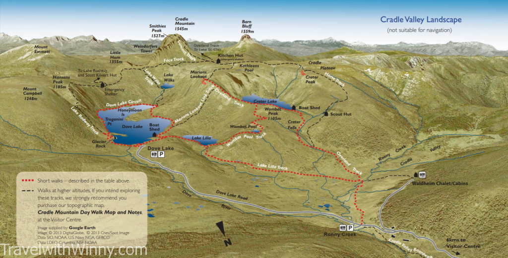 搖籃山 地圖 cradle mountain map