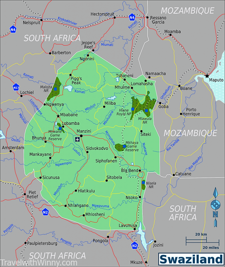 史瓦帝尼 Swaziland map 地圖