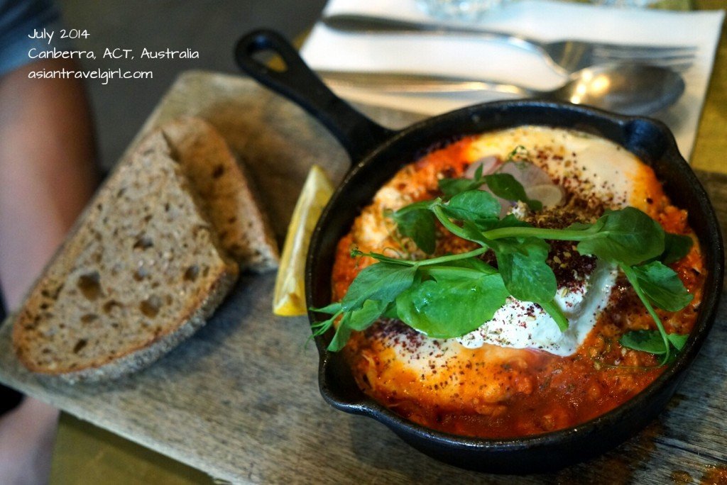 Tripoli baked eggs, hummus, spiced radish, yoghurt