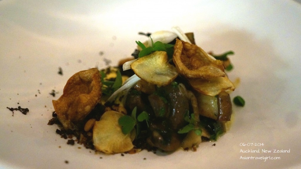 “The Seconds” Forest Mushrooms- truffle custard, toasted rye, pine oil, wood sorrel @The French Cafe